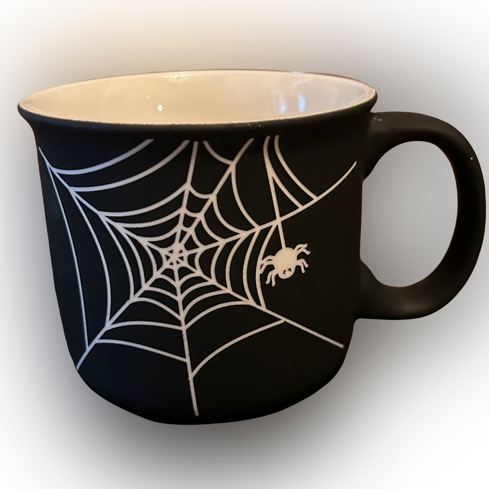 New Soft Touch Mug Halloween Spider Web Large Ceramic Coffee Mug Black